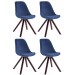 4er Set Stühle Toulouse Samt Square-blau-Cappuccino