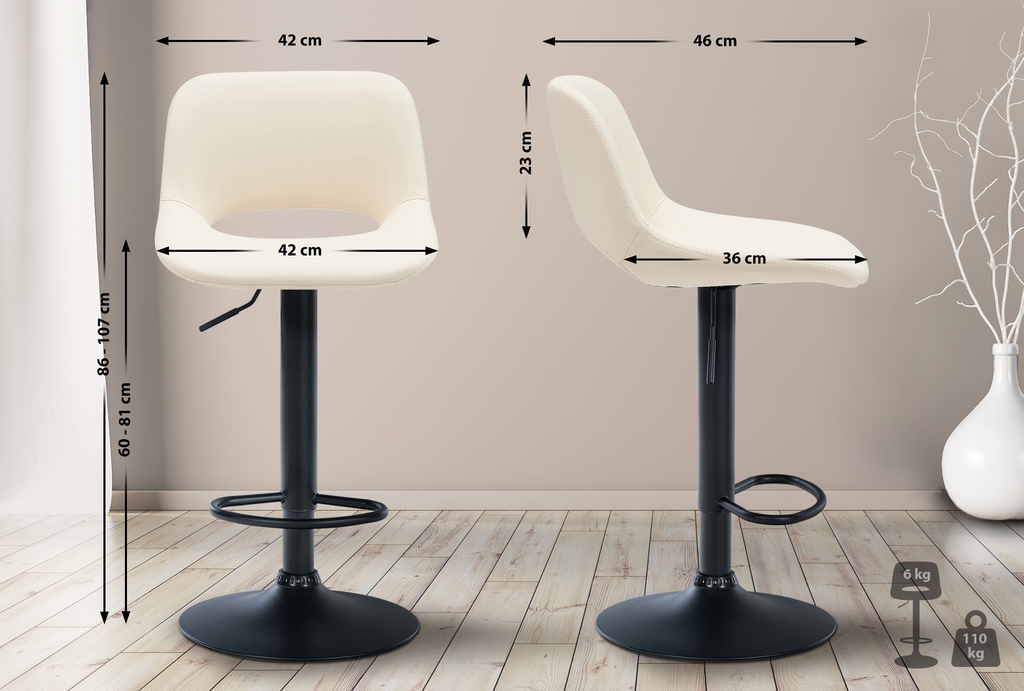 Set van 2 barkrukken Camden kunstleer