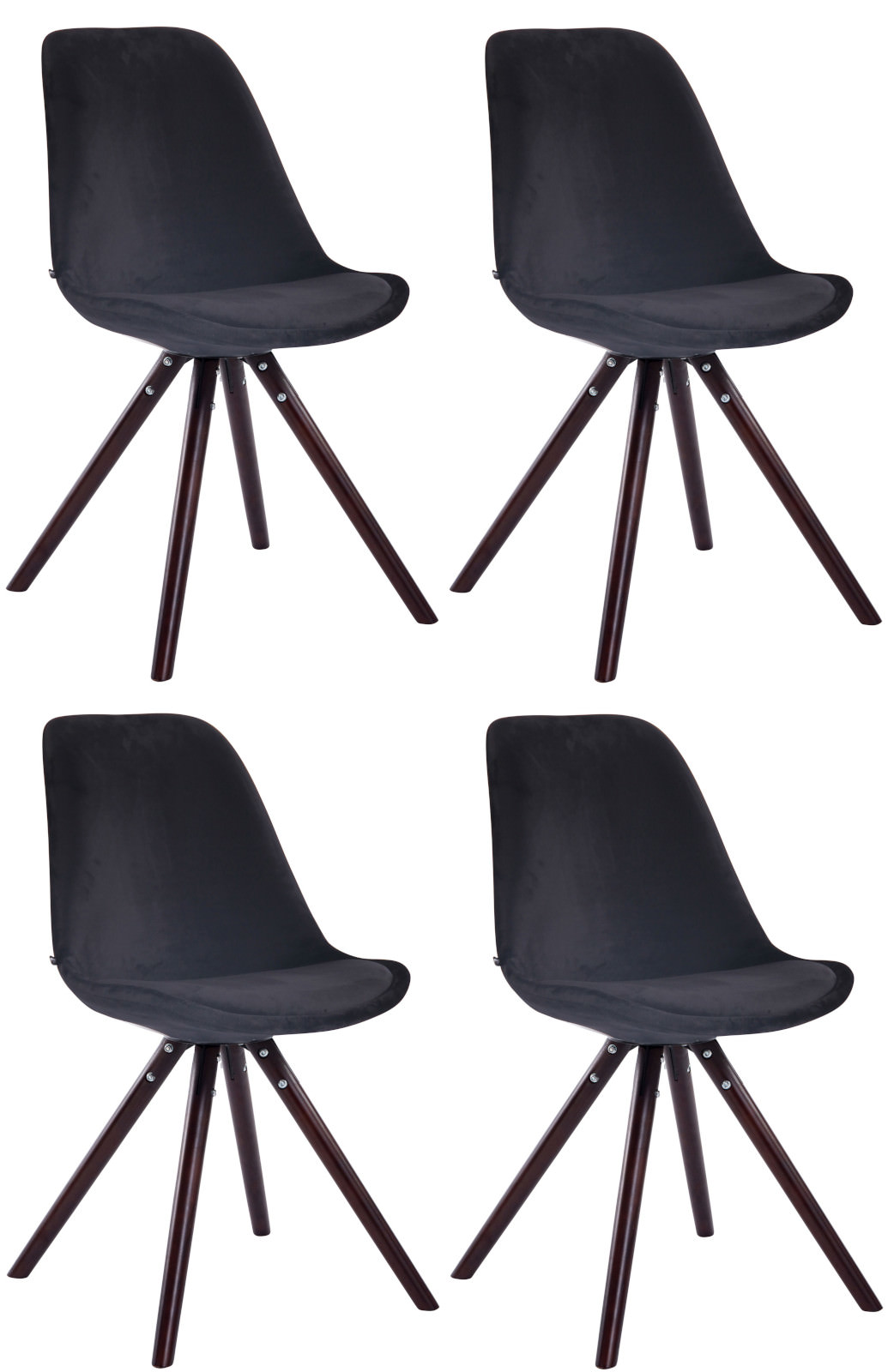 Set van 4 Stoelen Toulouse Rond frame - Fluweel