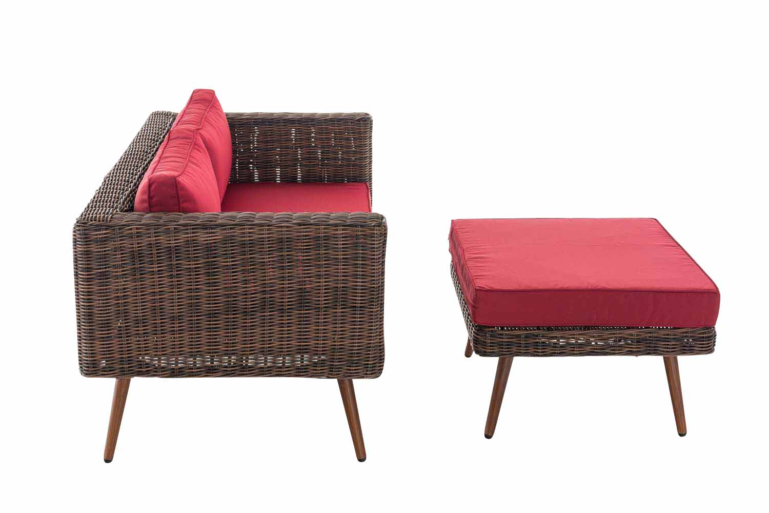 2-zitsbank Molde - met voetenbank - 5 mm rond polyrattan Bruin gemeleerd