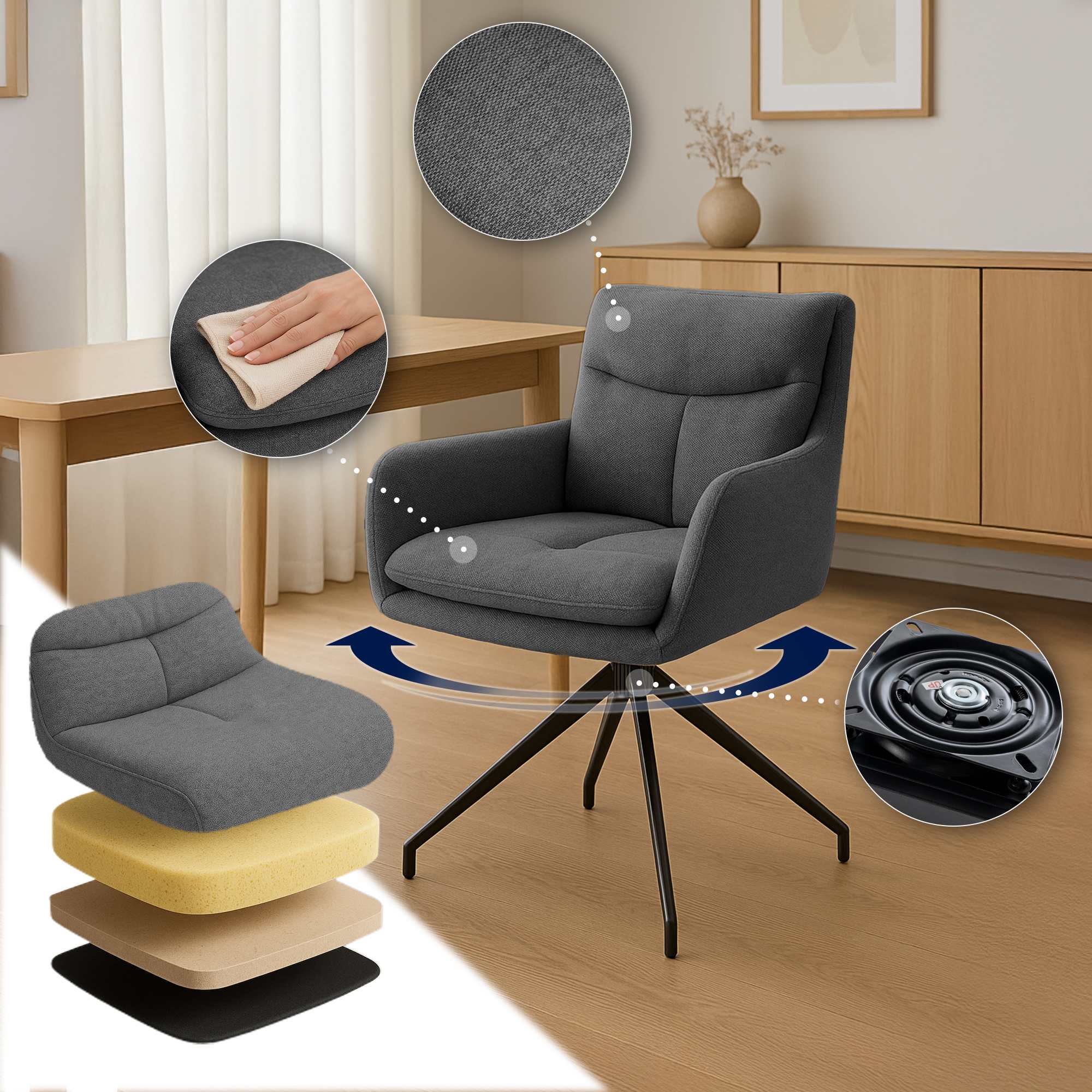 Set van 2 eetkamerstoelen Somers stof