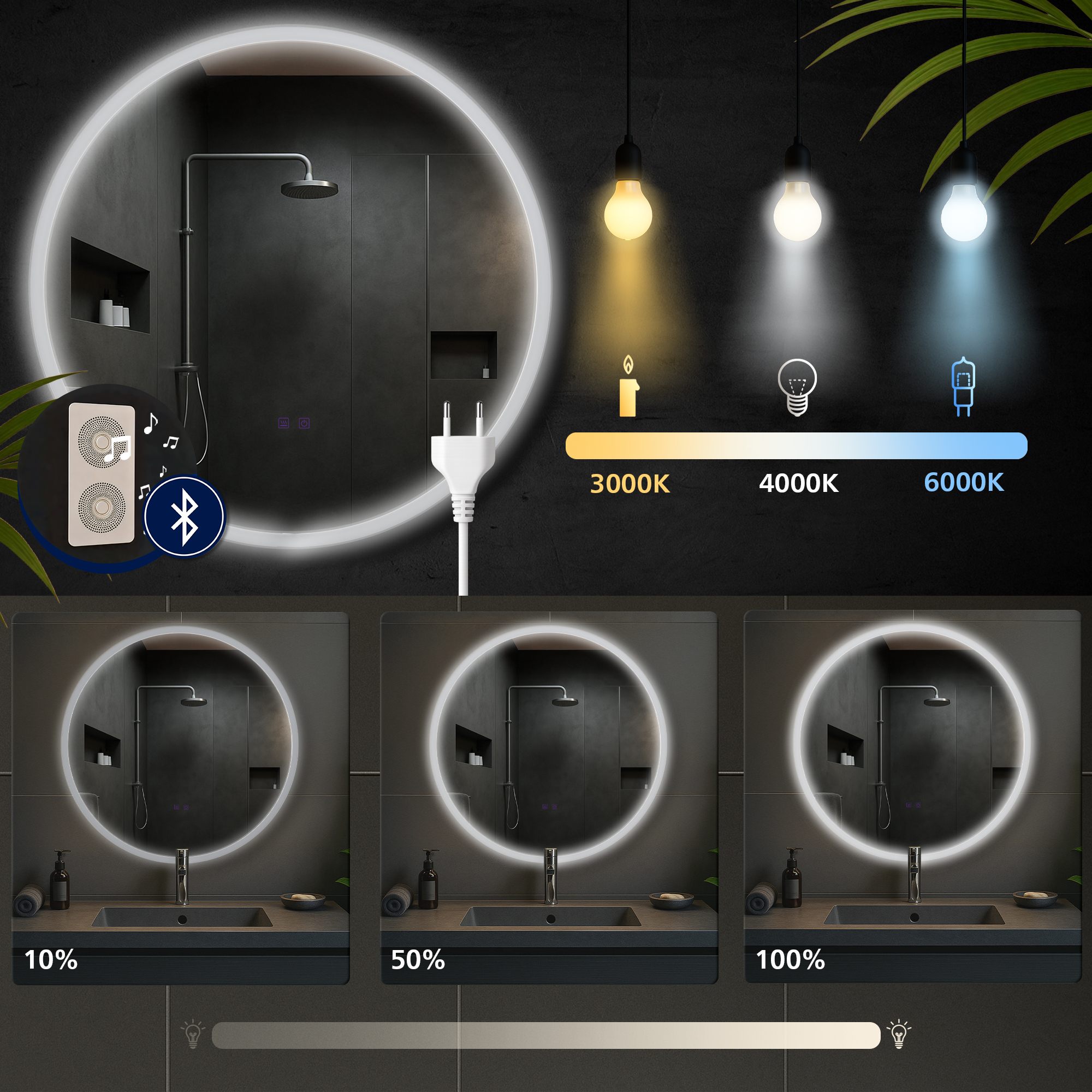 Badkamerspiegel Laconia met Bluetooth