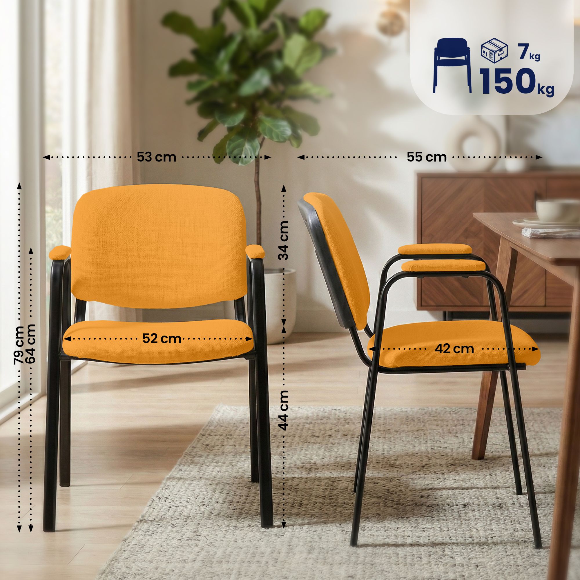 Set van 4 stapelstoelen Ken Pro stof