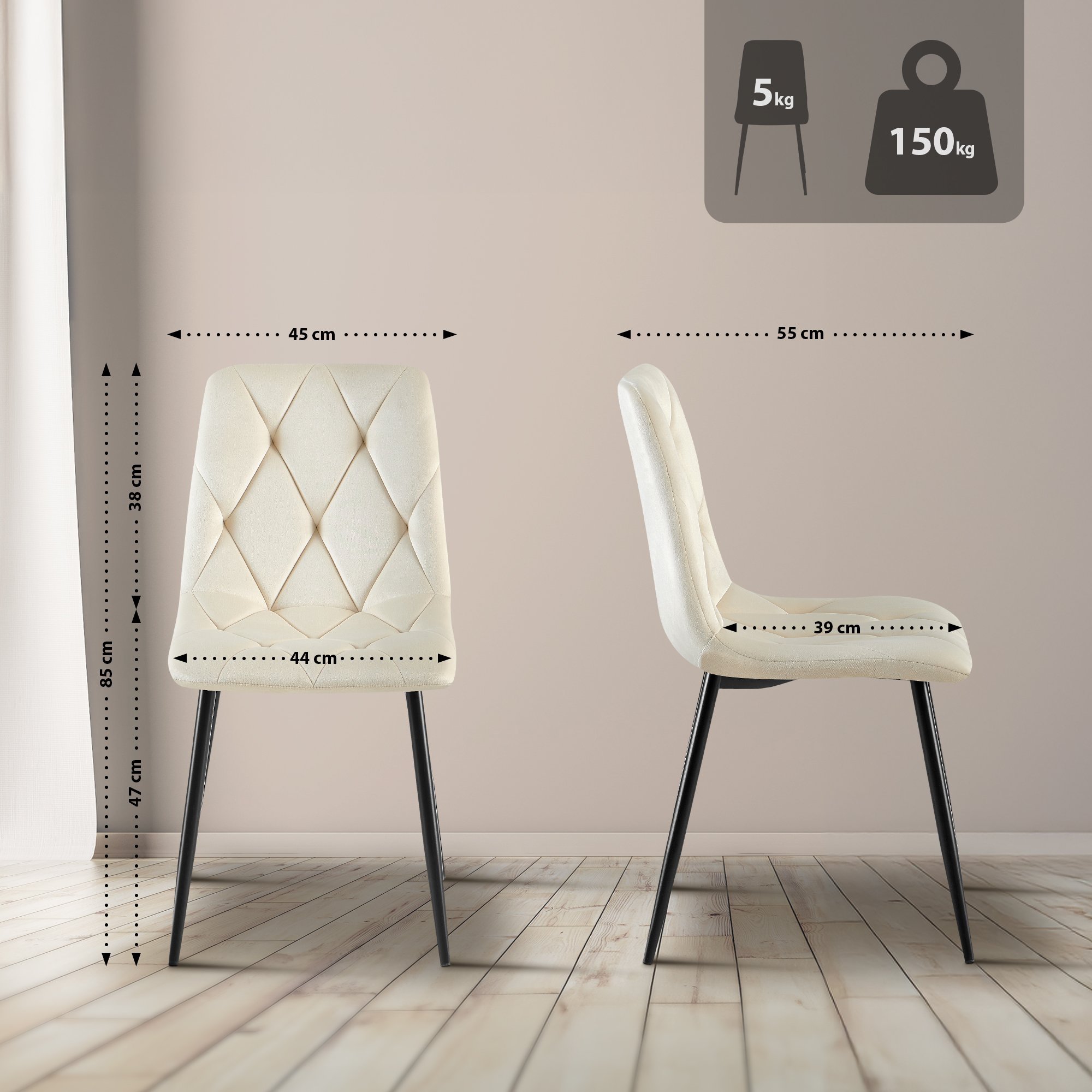 Set van 2 Eetkamerstoelen Clairton