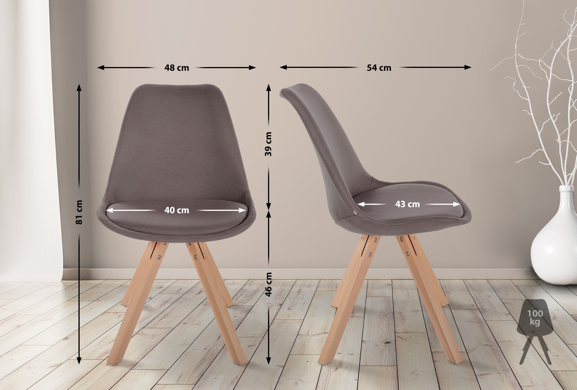 Set van 4 eetkamerstoelen Sofia Stof