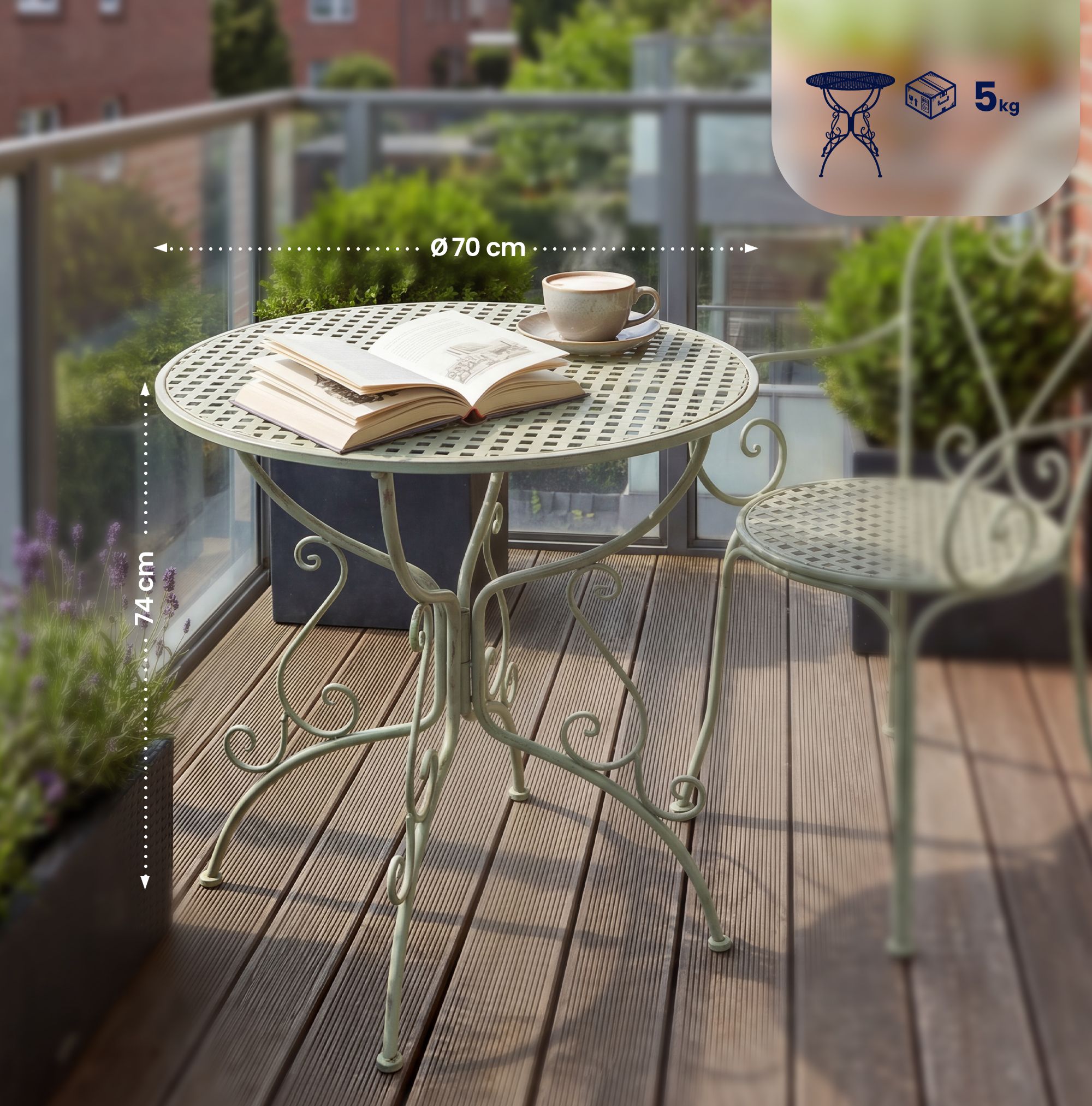 Tuintafel Amanda 70 cm