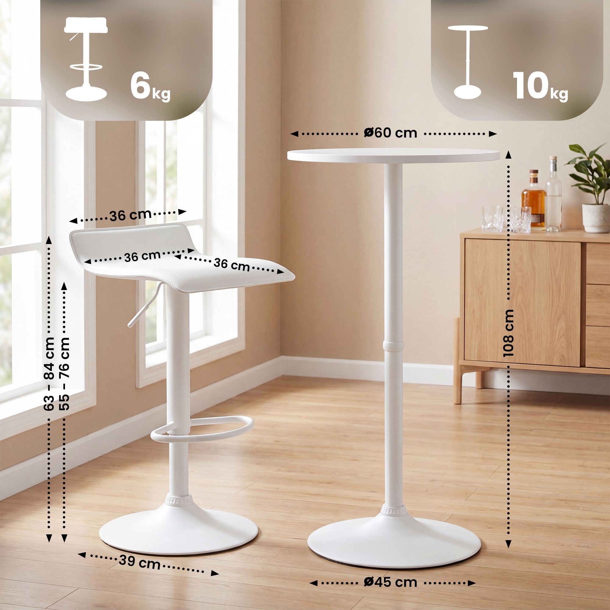 Barset Lumo met 2 barkrukken