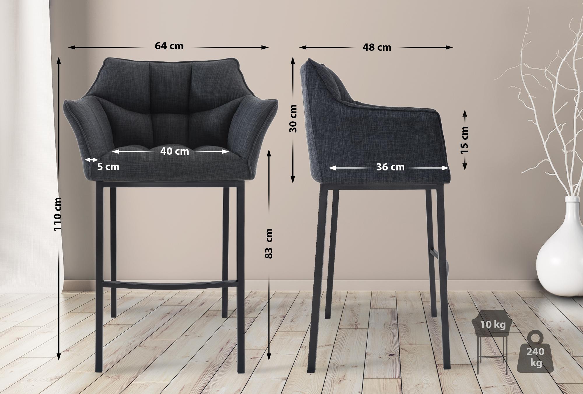 Barkruk Damaso Stof met Vierpootsframe