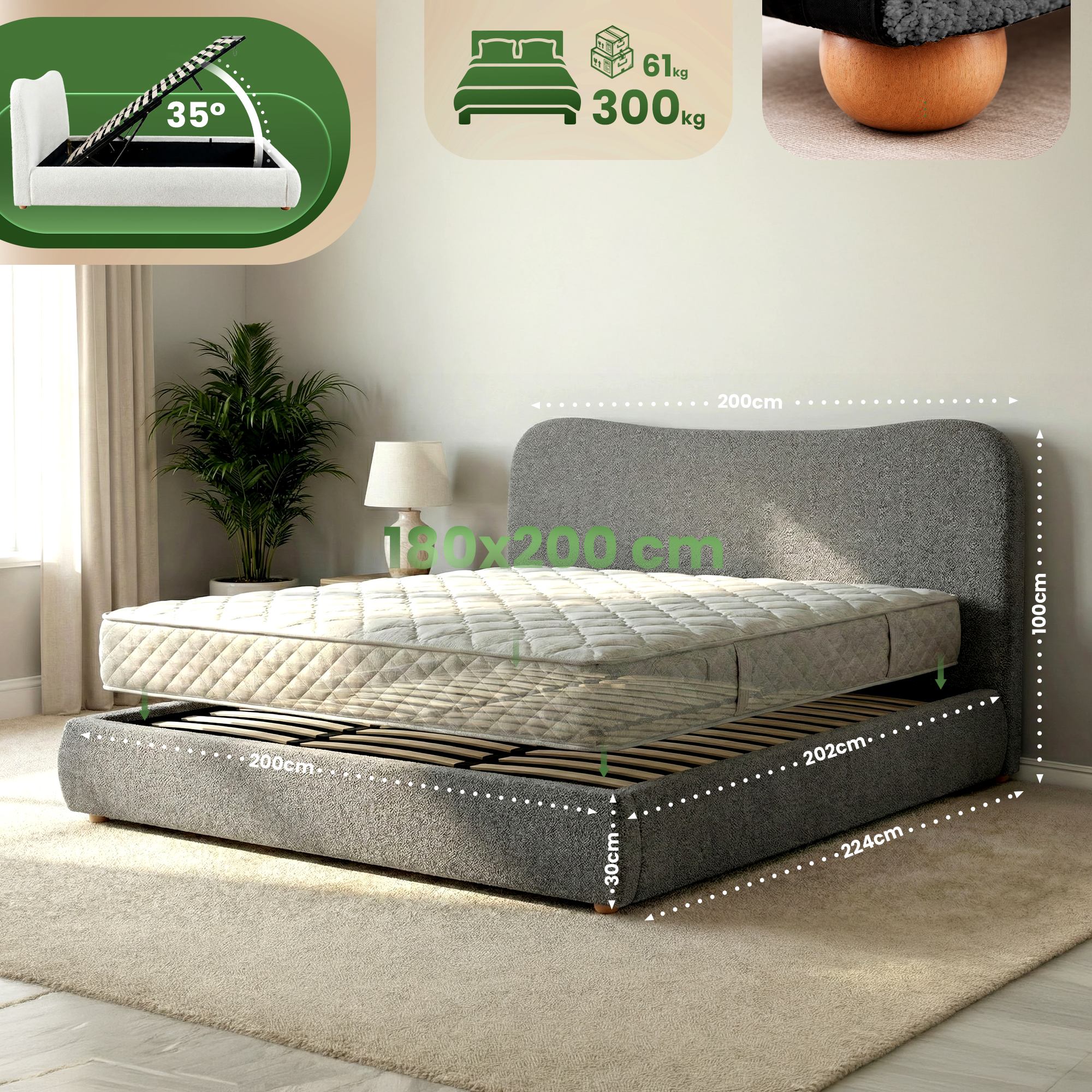 Gestoffeerd Bed Maido