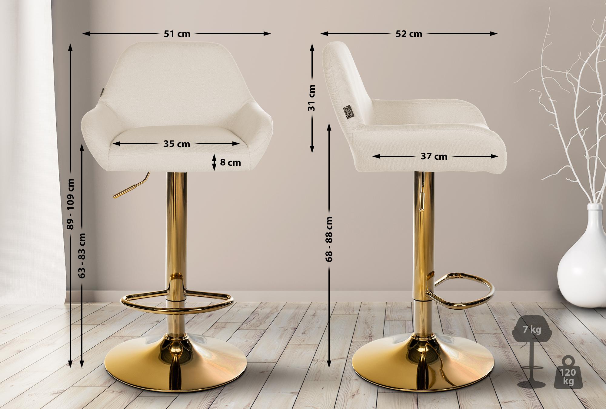 Set van 2 barkrukken Braga Gold stof
