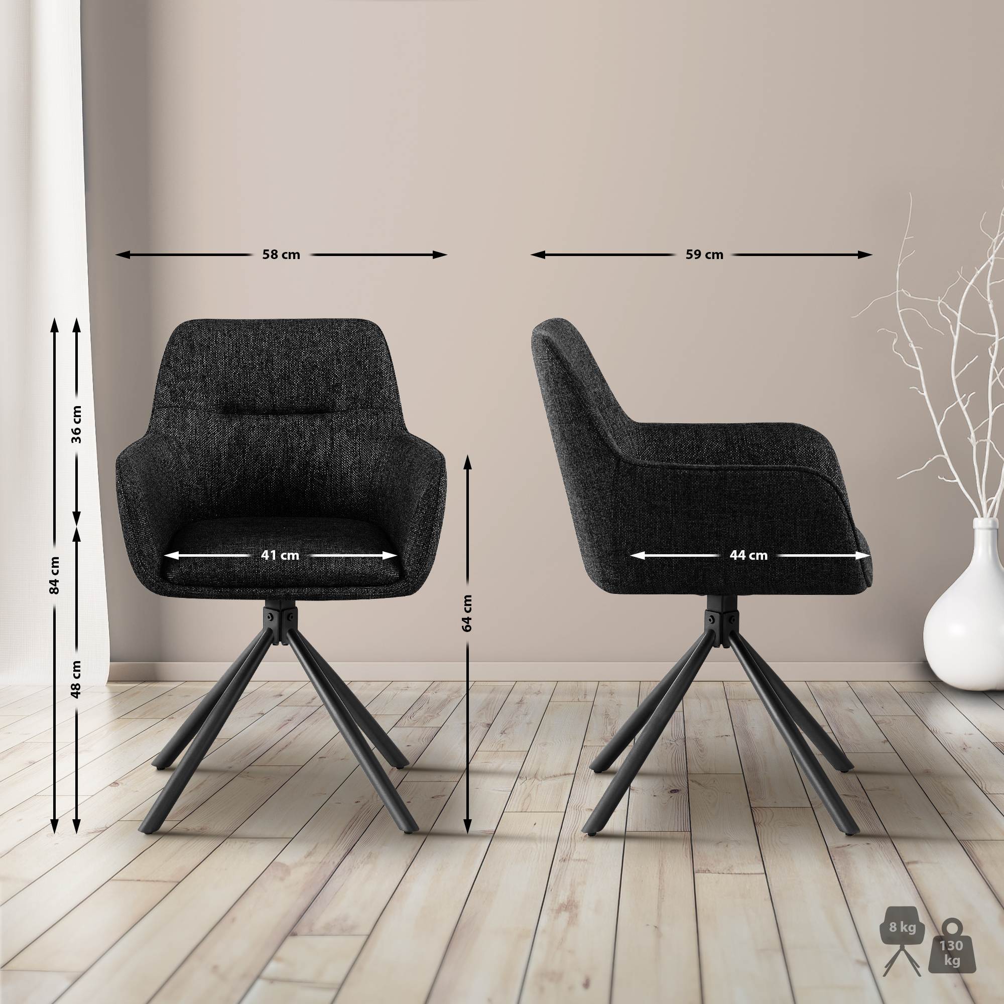 Set van 2 Eetkamerstoelen Tipton