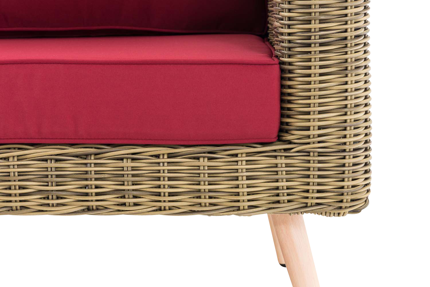 2-zitsbank Molde - met voetenbank -  5 mm rond polyrattan natura