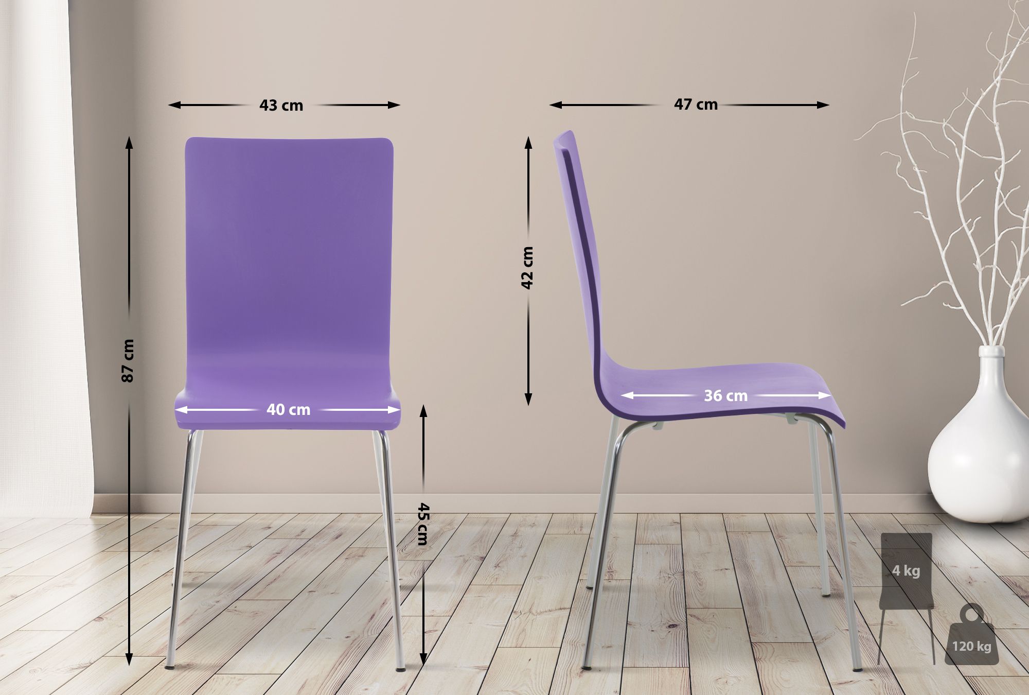 Set van 4 Pepe bezoekersstoelen