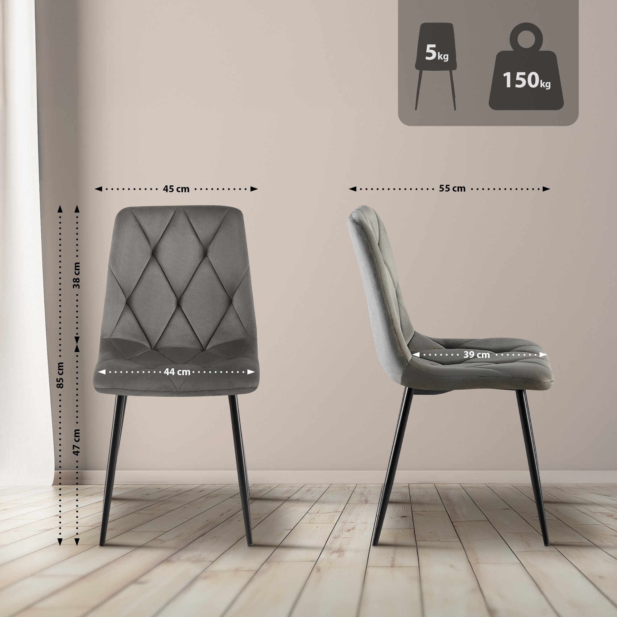 Set van 2 Eetkamerstoelen Clairton