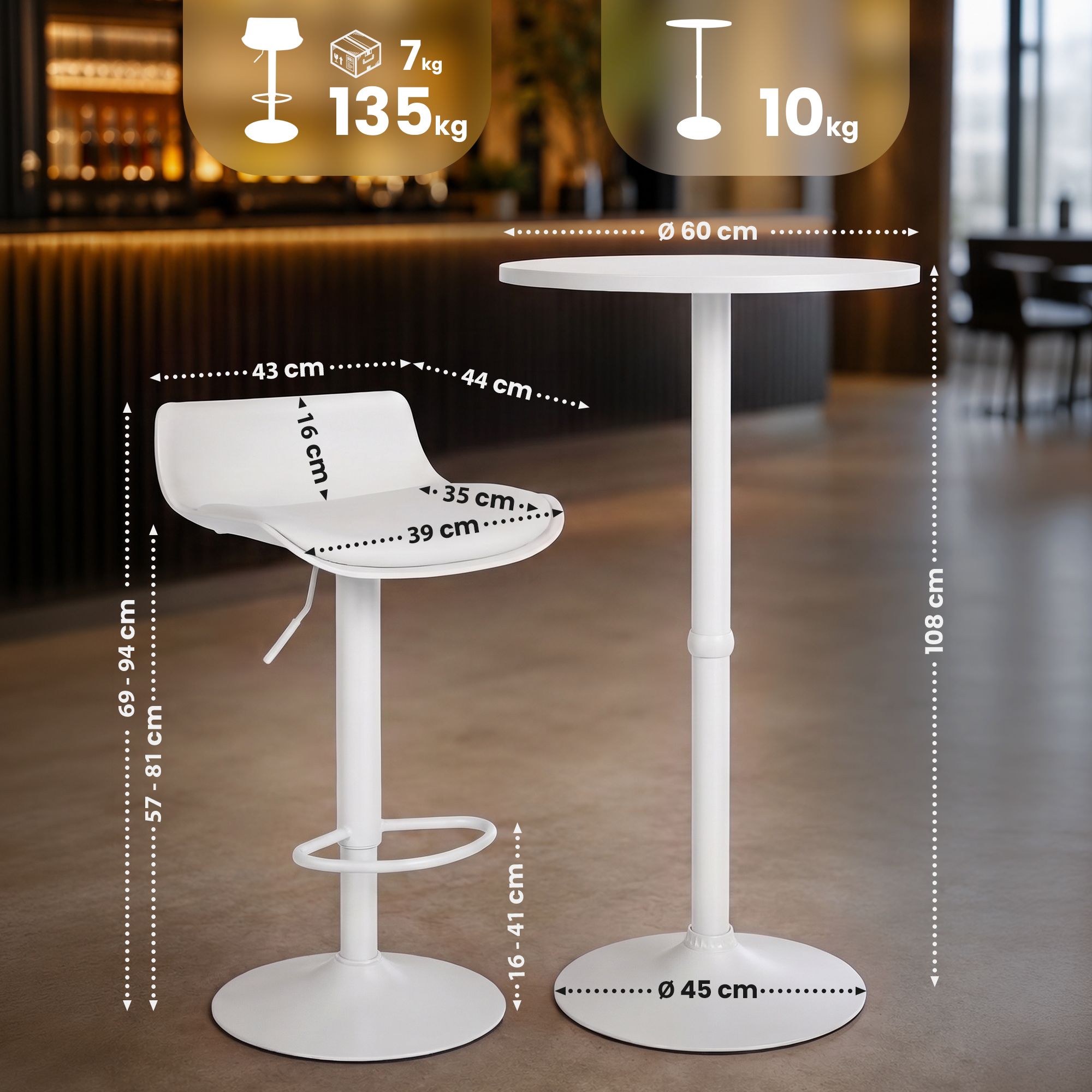 Barset Navo met 2 barkrukken in lederlook