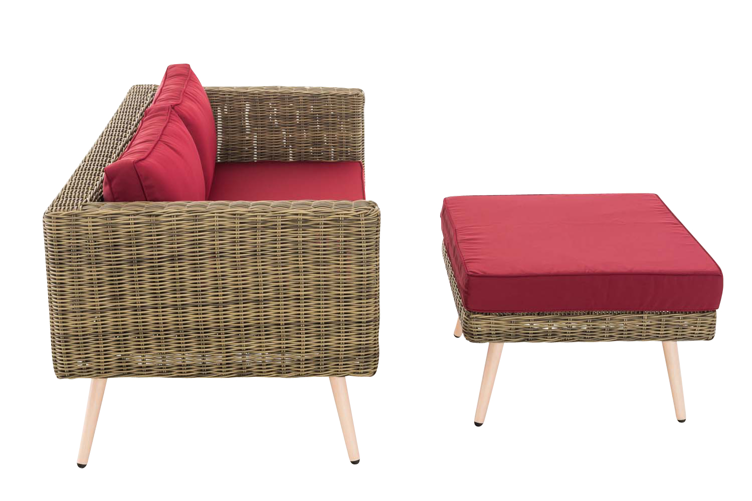 2-zitsbank Molde - met voetenbank -  5 mm rond polyrattan natura
