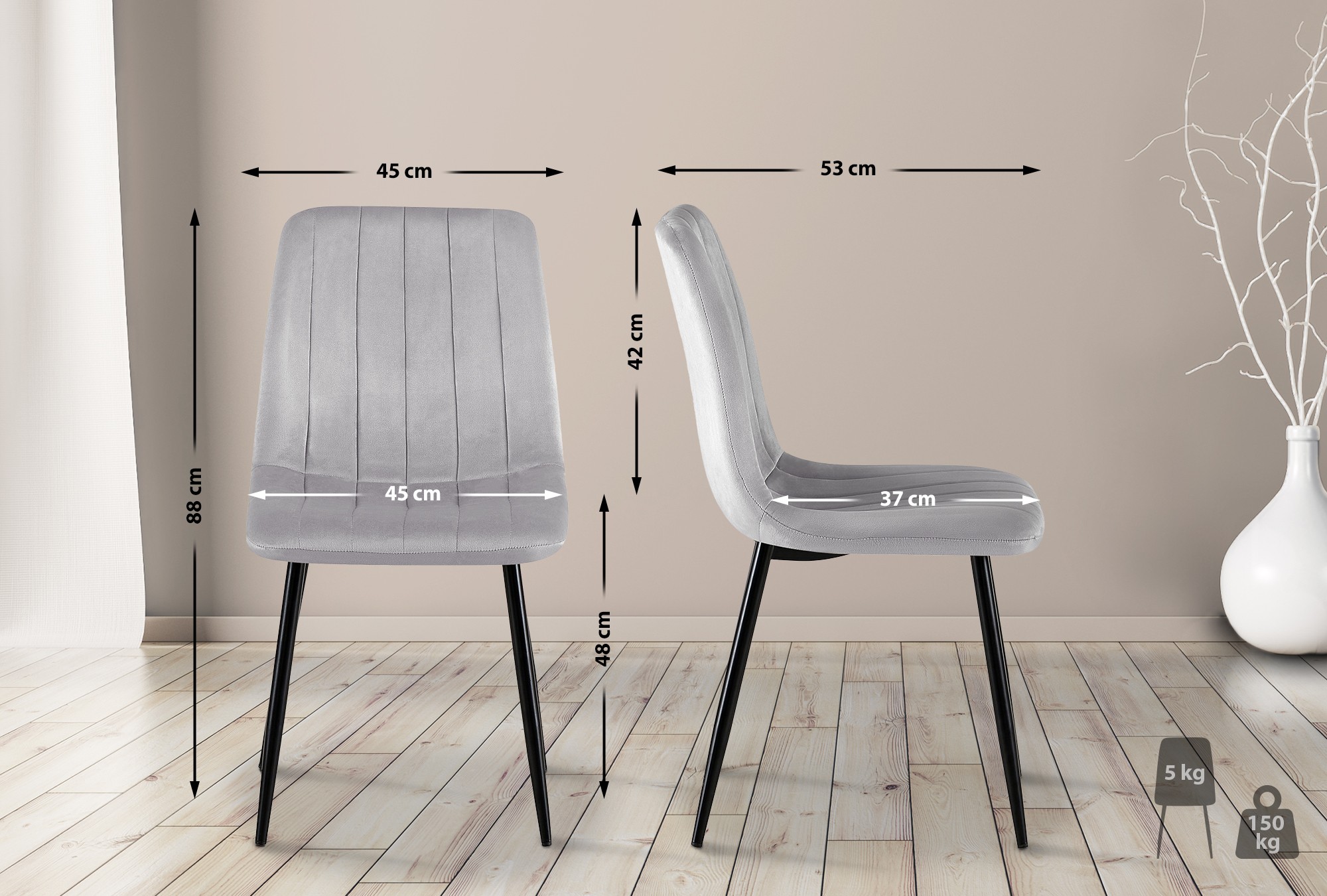 Set van 4 Dijon Eetkamerstoelen