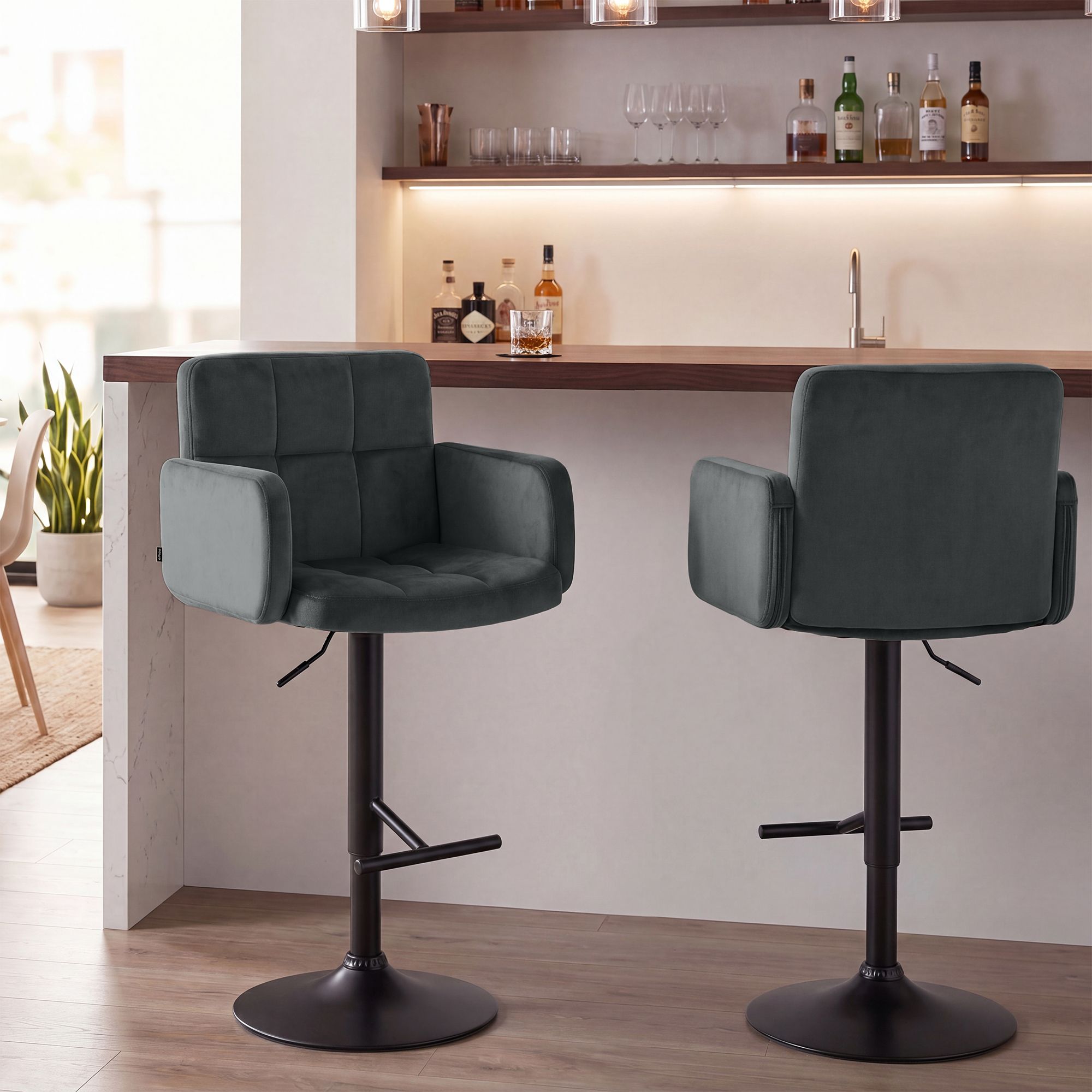 2er Set barkrukken Los Angeles fluweel