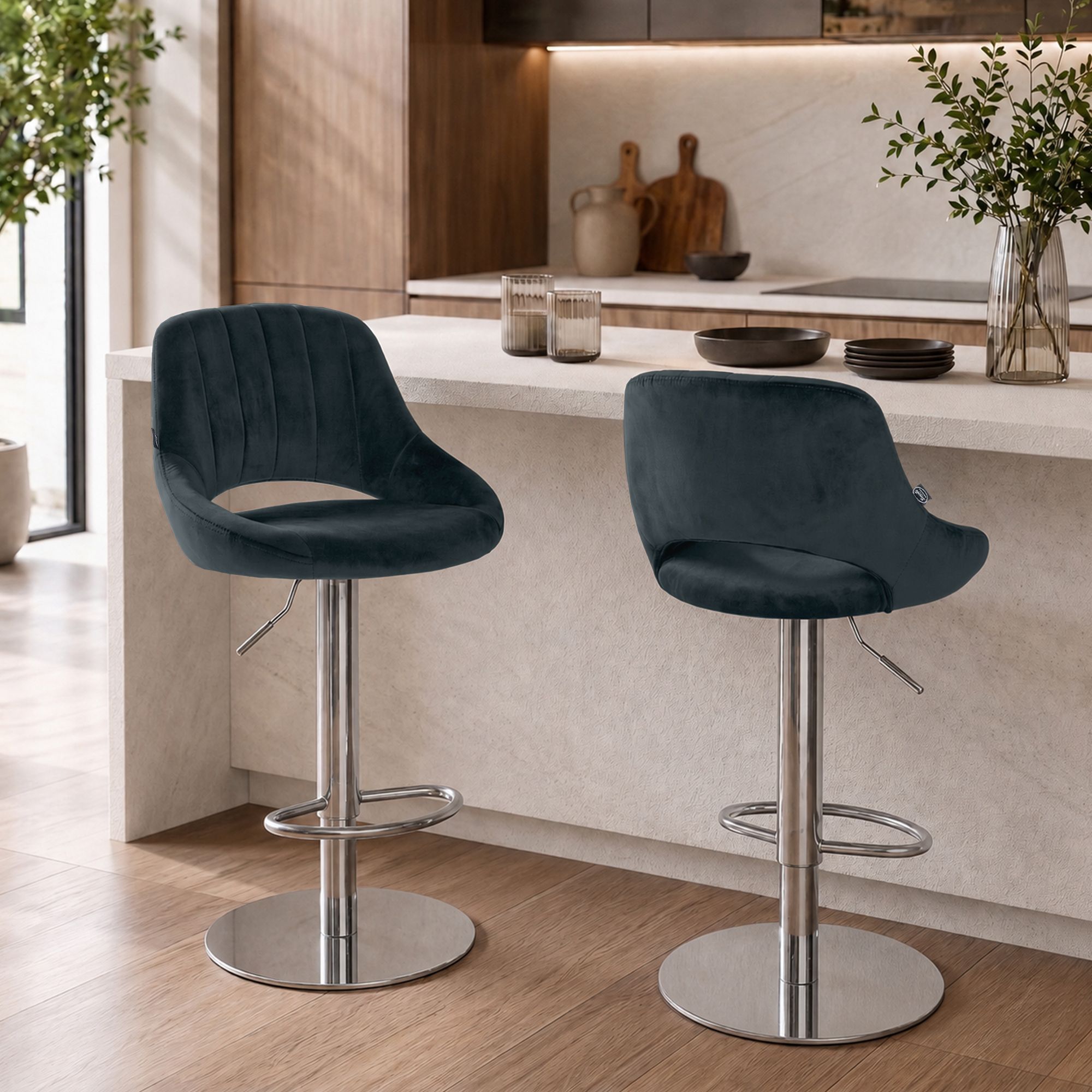 Set van 2 barkrukken Milet chroom met extra zware voet