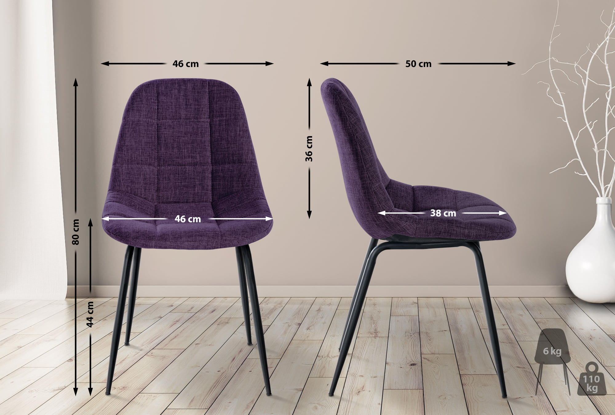 Set van 2 Eetkamerstoelen Tom