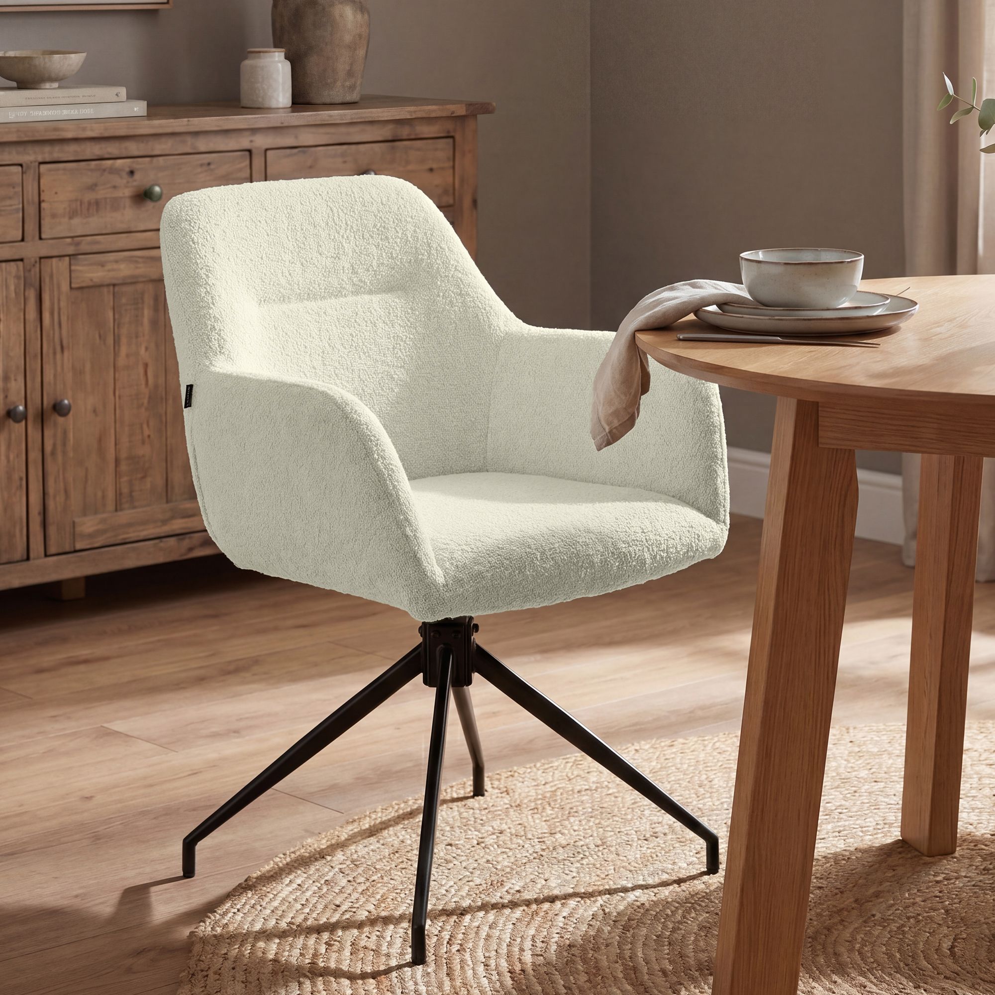 Set van 2 Eetkamerstoelen Merlinda met teddy stof