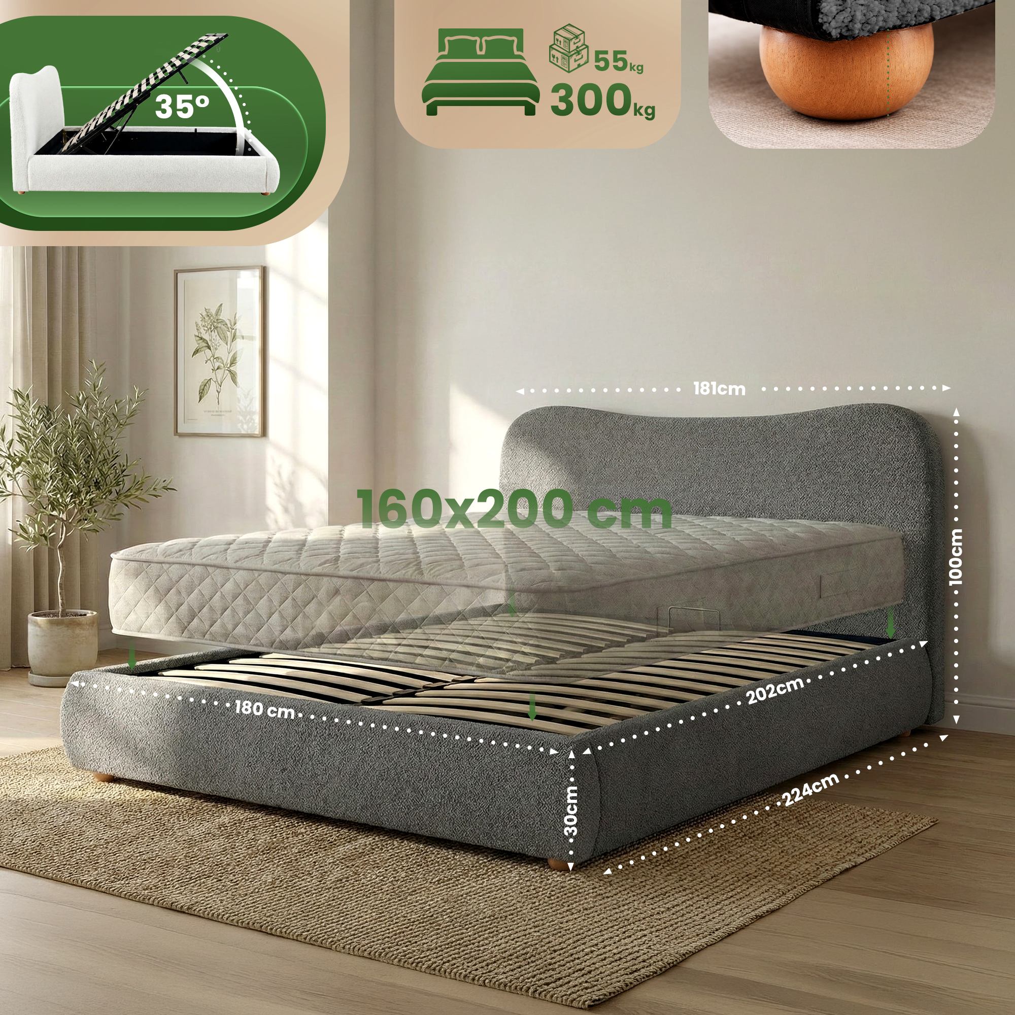 Gestoffeerd Bed Maido