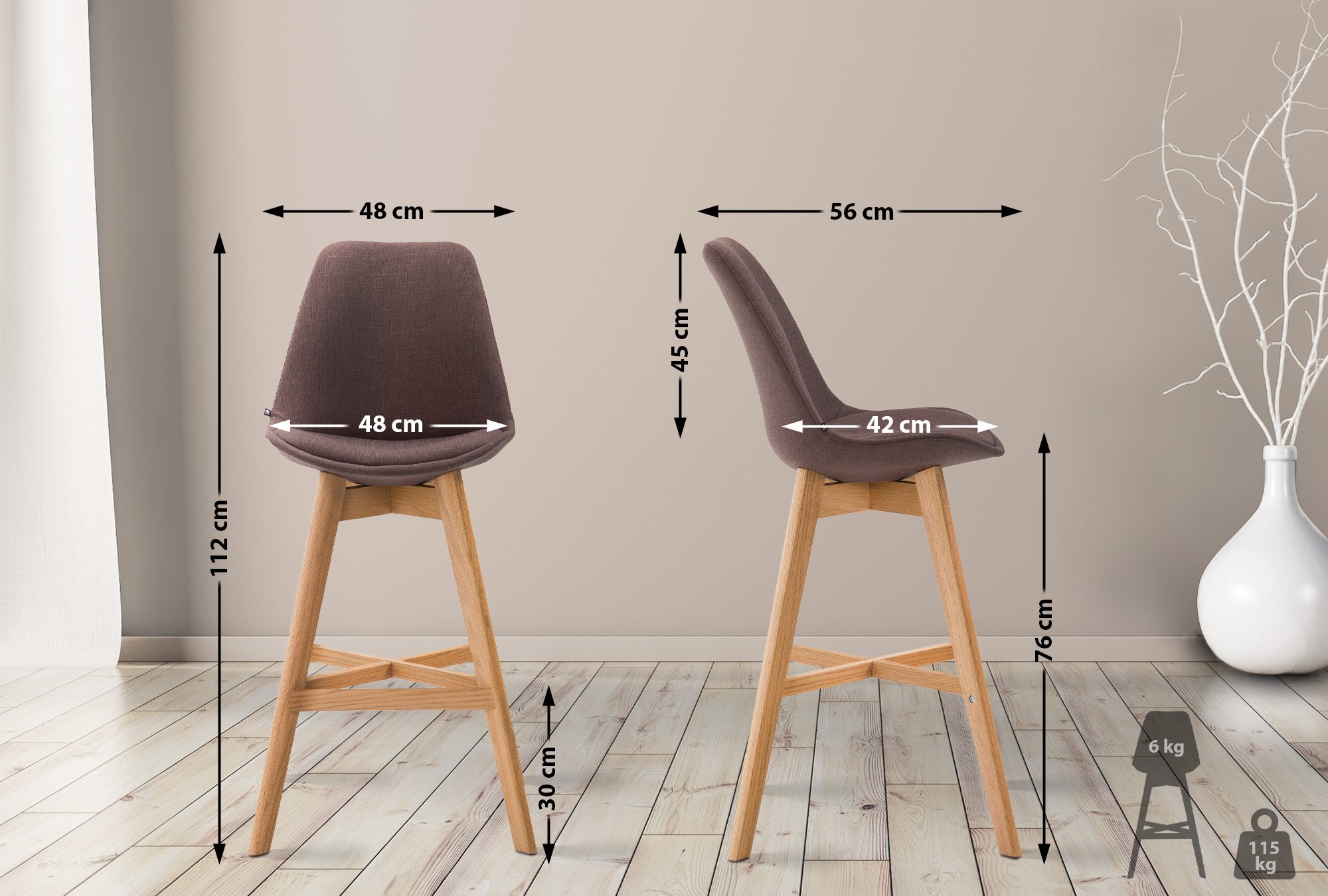 Set van 2 barkrukken Cannes stof