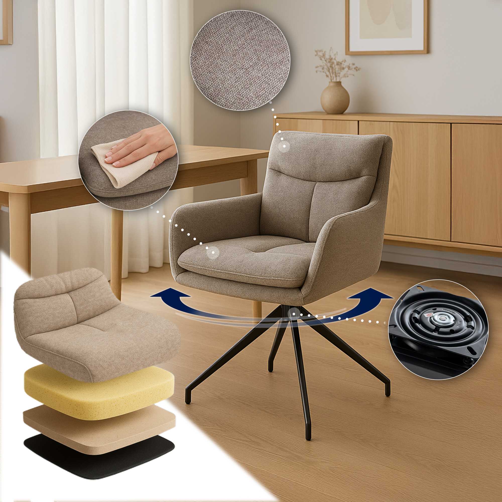 Set van 2 eetkamerstoelen Somers stof