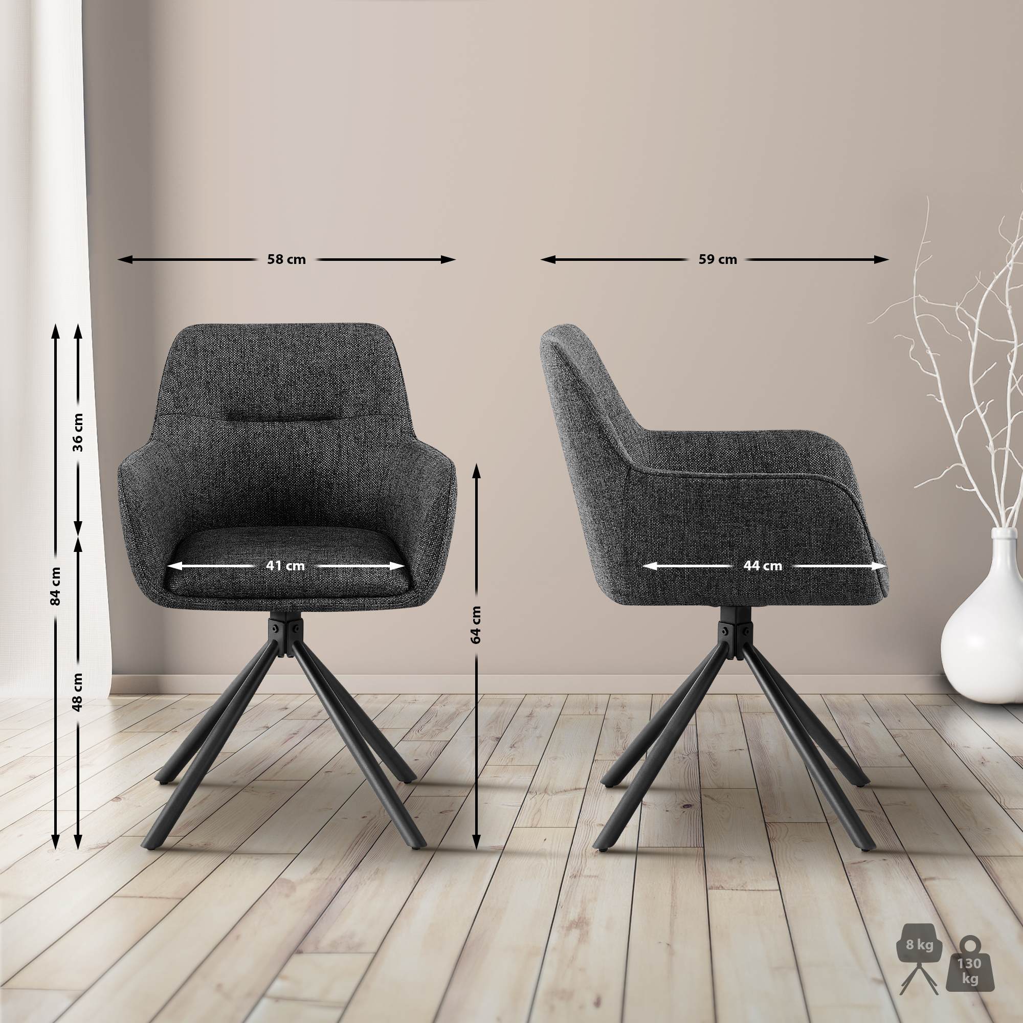 Set van 2 Eetkamerstoelen Tipton