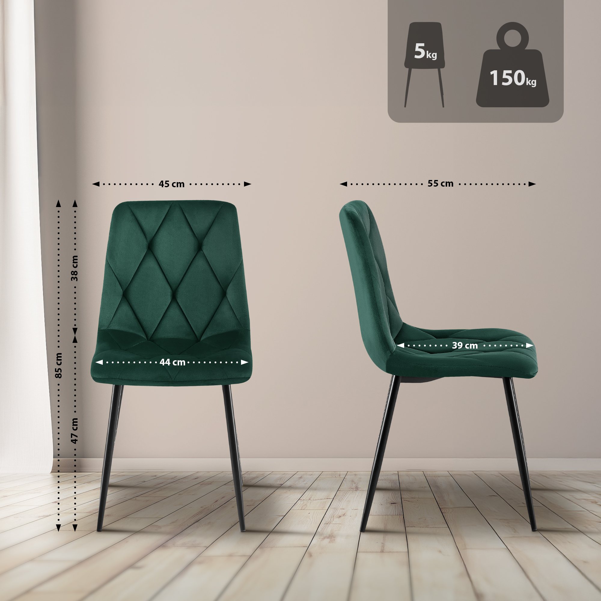 Set van 2 Eetkamerstoelen Clairton