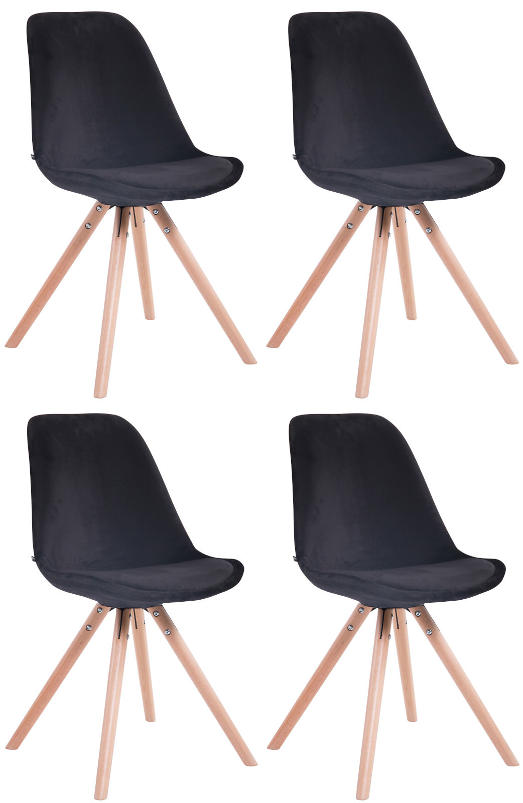 Set van 4 Stoelen Toulouse Rond frame - Fluweel